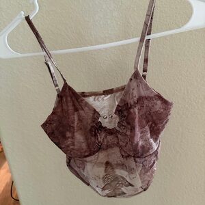 Sheer Sleeveless Mesh Cami Top in Mauve Brown